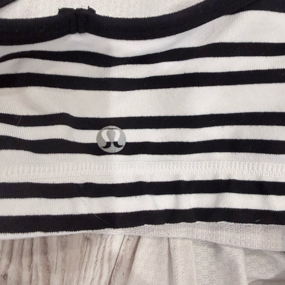Lululemon Athletica Black and White Striped Tank Top